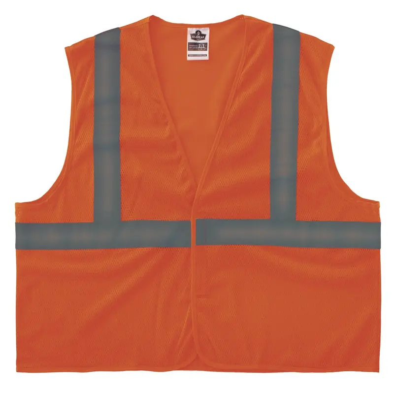 GloWear 8205HL-ECO Class 2 Recycled Hi-Vis Vest, Mesh, Polyester, Small/Medium, Orange