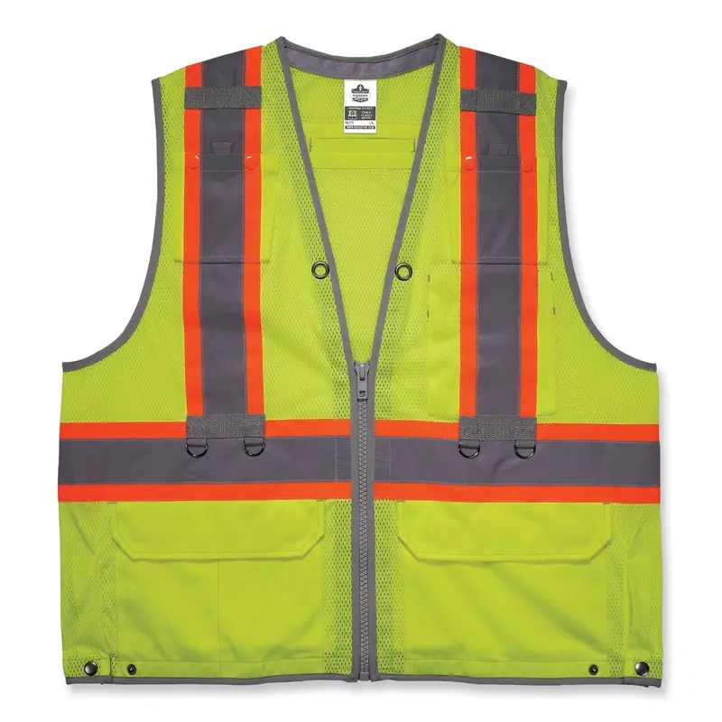 GloWear 8231TVK Class 2 Hi-Vis Tool Tethering Safety Vest Kit, Polyester, Large/X-Large, Lime