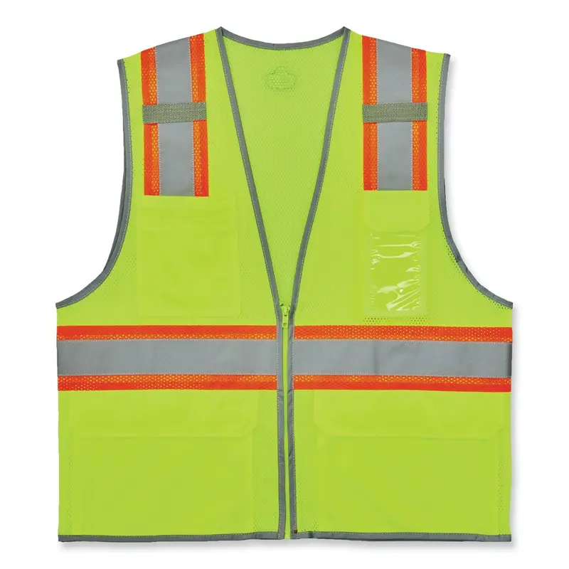 GloWear 8246Z-S Single Size Class 2 Two-Tone Mesh Vest, Polyester, 3X-Large, Lime