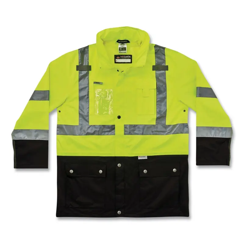 GloWear 8386 Class 3 Hi-Vis Outer Shell Jacket, Polyester, Medium, Lime