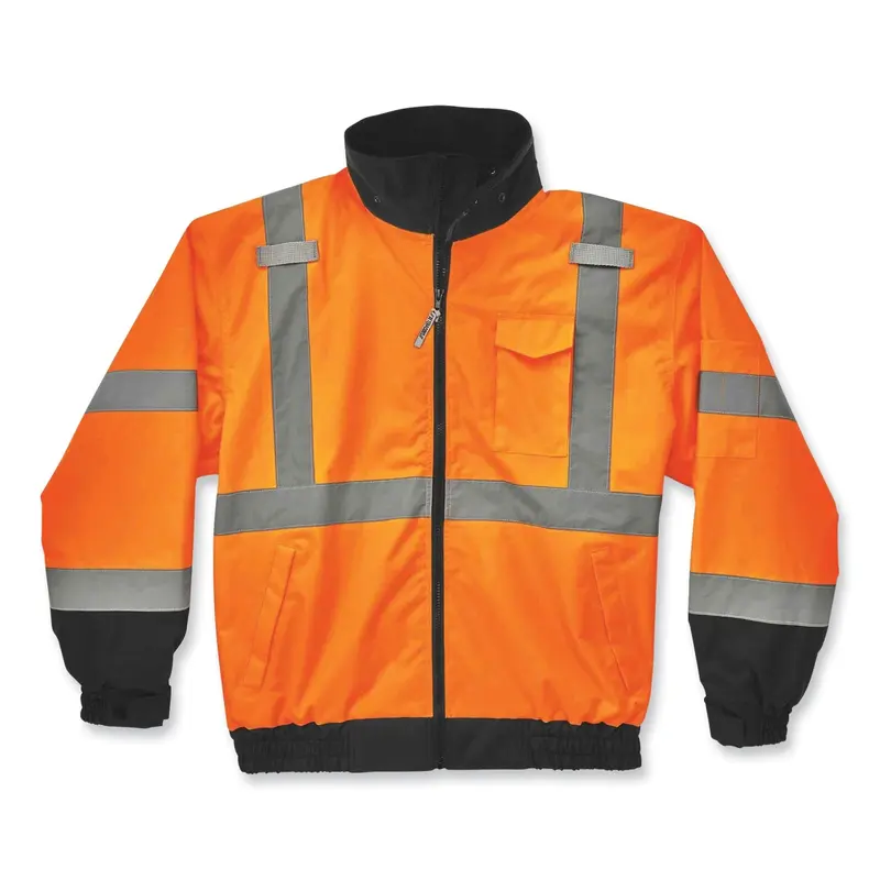 GloWear 8379 Class 3 Hi-Vis Fleece Lined Bomber Jacket, Orange, X-Large