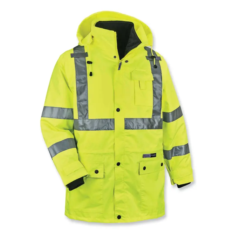 GloWear 8385 Class 3 Hi-Vis 4-in-1 Jacket, 4X-Large, Lime