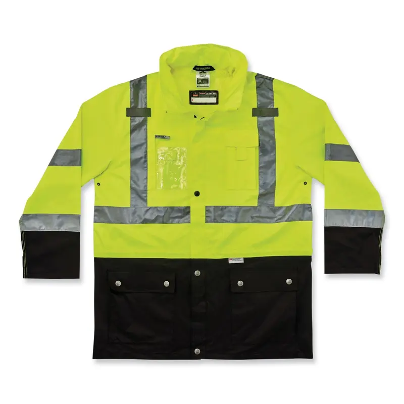 GloWear 8386 Class 3 Hi-Vis Outer Shell Jacket, Polyester, 2X-Large, Lime