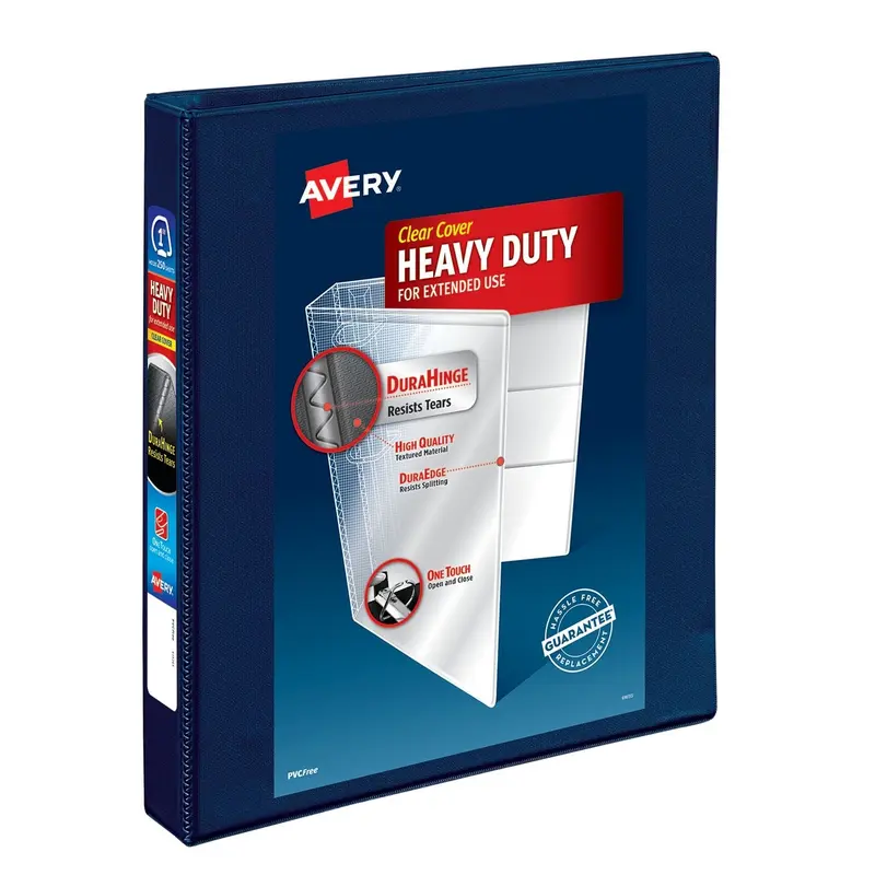Heavy-Duty View Binder with DuraHinge and One Touch EZD Rings, 3 Rings, 1" Capacity, 11 x 8.5, Navy Blue, 12/Carton