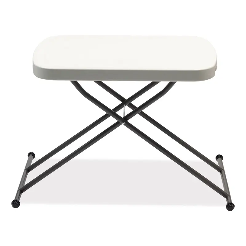 Height-Adjustable Personal Folding Table, Rectangular, 25.6" x 17.7" x 19" to 28", White Top, Dark Gray Legs