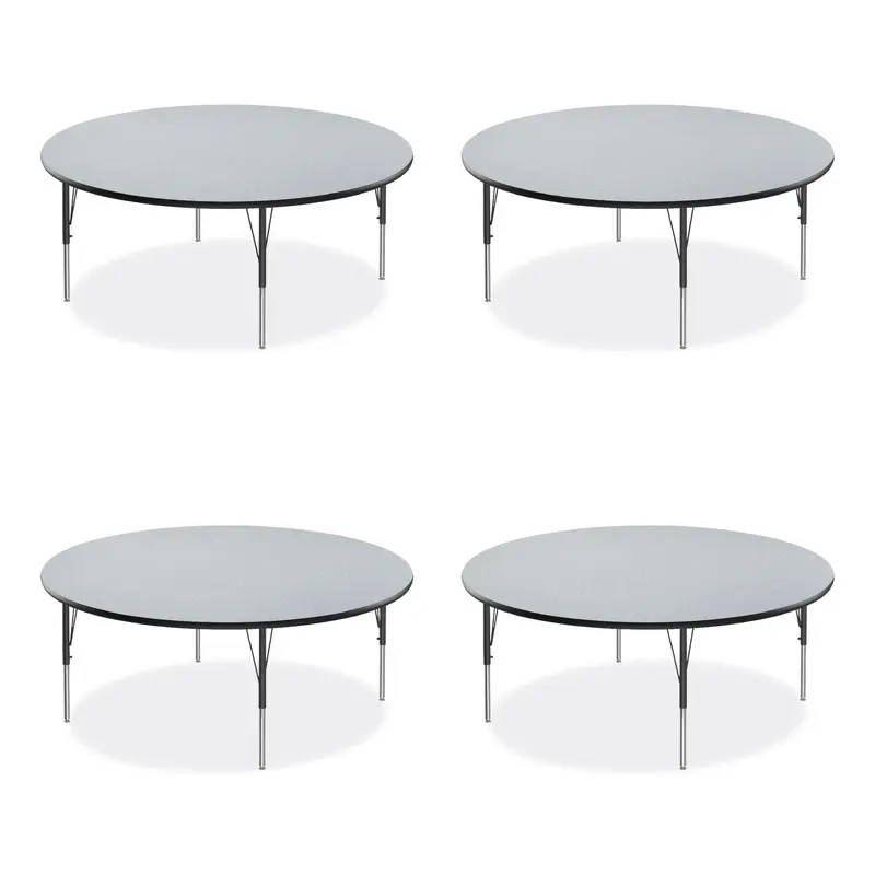 Height Adjustable Activity Table, Round, 60" x 19" to 29", Gray Granite Top, Black Legs, 4/Pallet