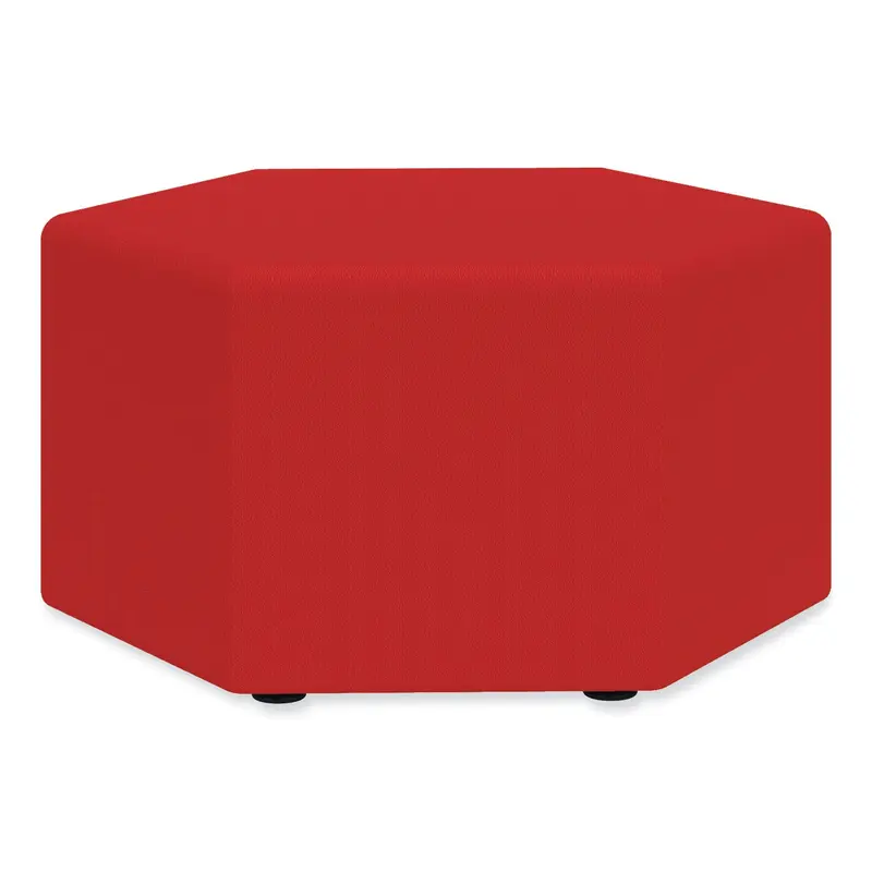 Learn 30" Hexagon Vinyl Ottoman, 30w x 30d x 18h, Red
