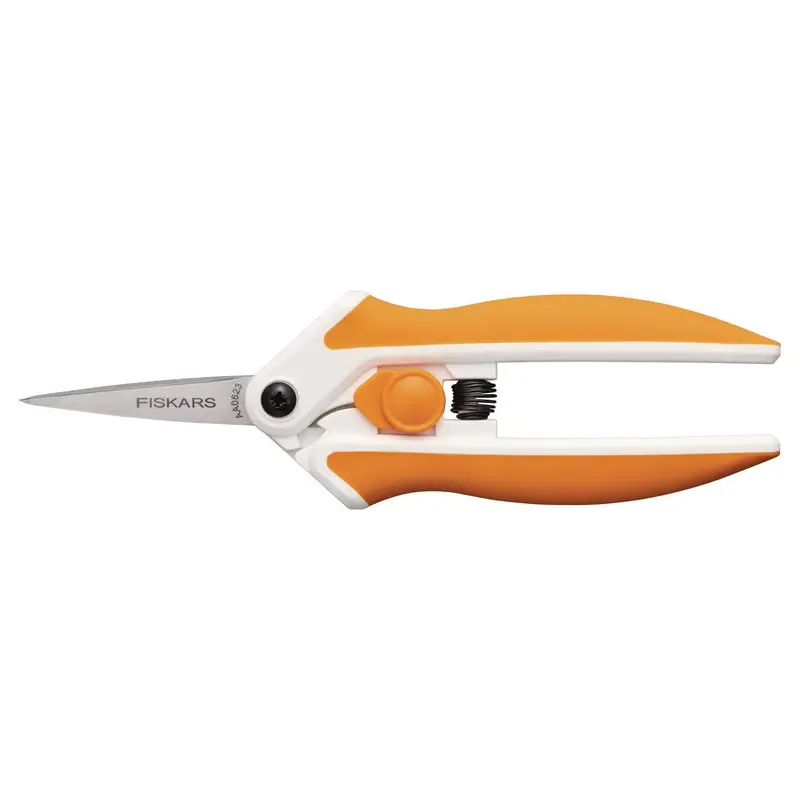 Micro-Tip Easy Action Scissors, 6.1" Long, 1.75 Cut Length, Orange/White Handle