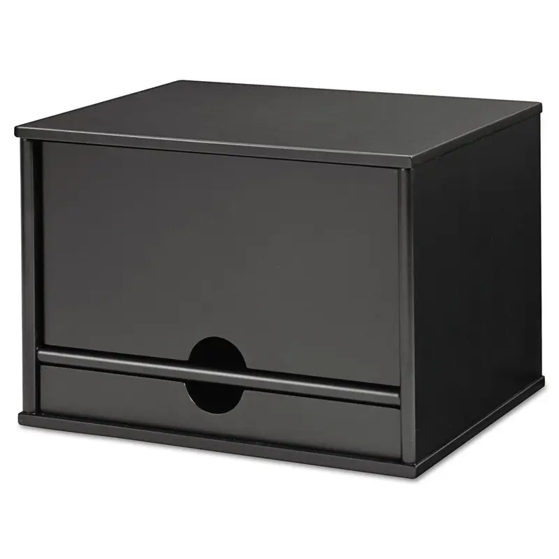 Midnight Black Collection Desktop Organizer, 5 Compartments, MDF, 13.3 x 10.5 x 9.4, Black