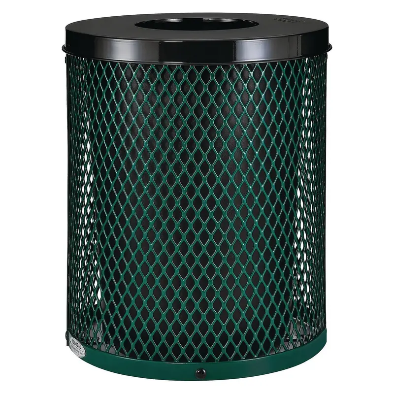 Outdoor Diamond Steel Trash Can, 36 gal, Green