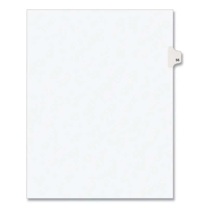 Preprinted Legal Exhibit Side Tab Index Dividers, Avery Style, 10-Tab, 56, 11 x 8.5, White, 25/Pack, (1056)