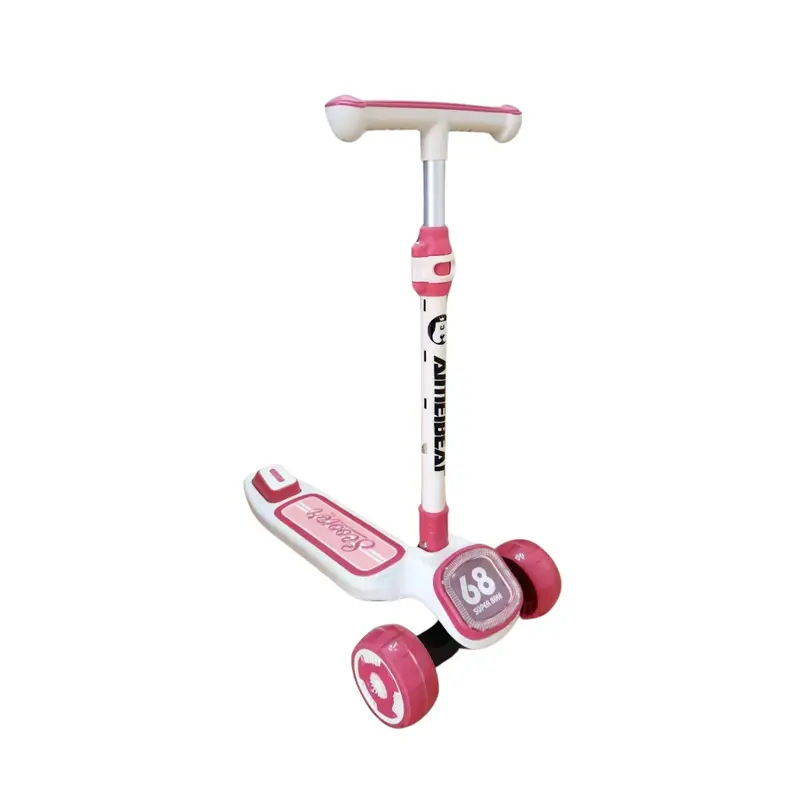 (Net) Adjustable Height Flashing LED 3 Wheel Scooter