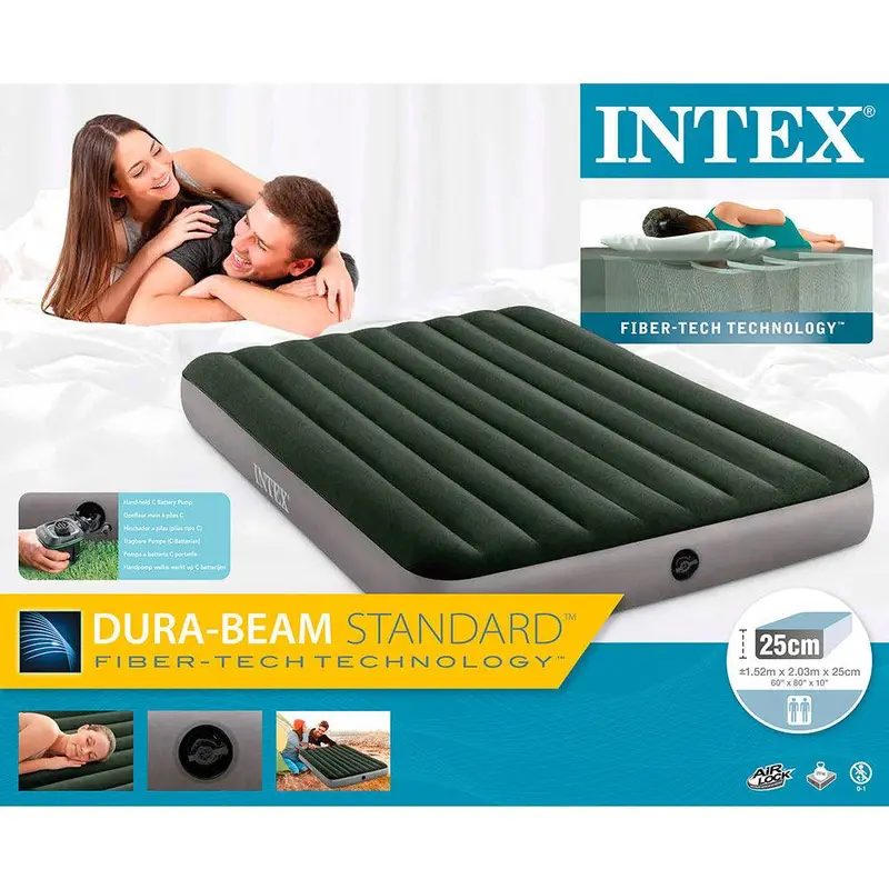 (NET) Intex Dura Beam Prestige Airbed W Battery Pump / 64779