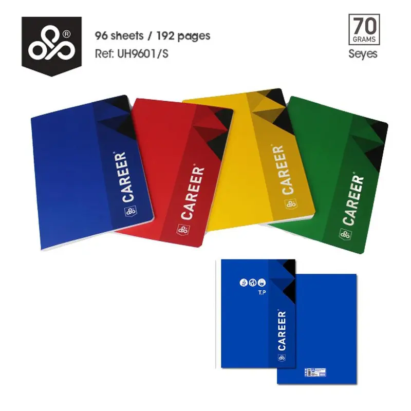(NET) OPP CAREER stitched copybook 96 sheets - 192 pages - Seyes / 21 x 29.7 cmRed