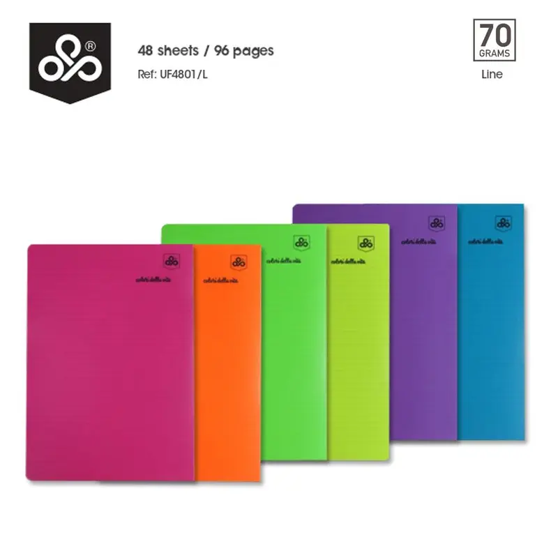 (NET) OPP Colori Della Vita Fluo Stitched Copybook - 48 sheets - Line / 21 x 29.7 cmYellow Neon