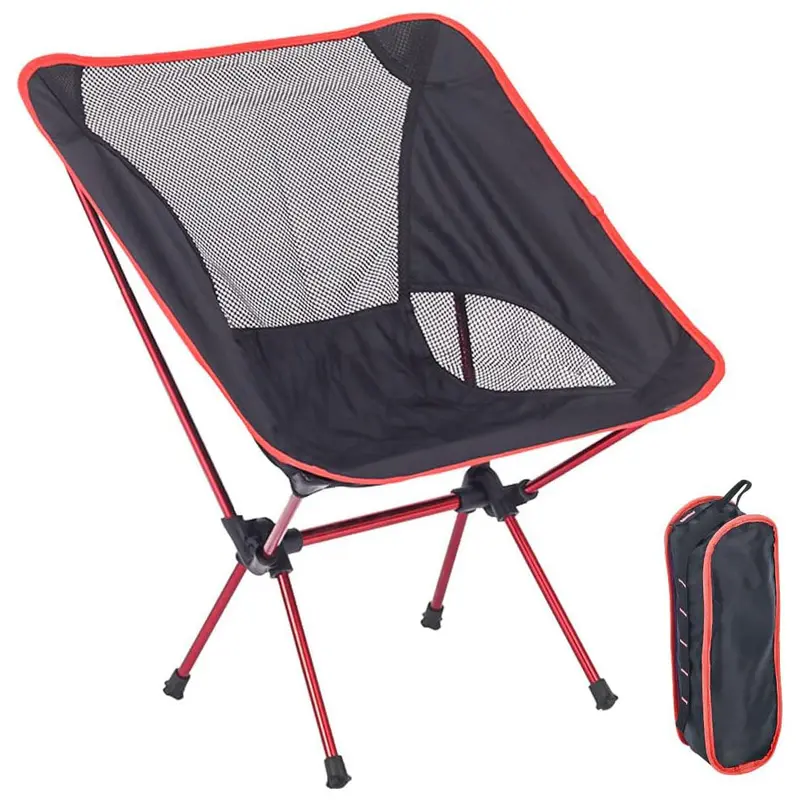 (NET) Portable Camping ChairBlack And Red