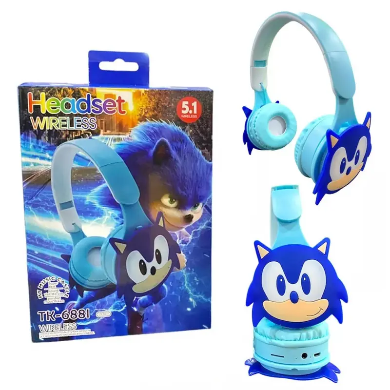 (Net) Sonic Cartoon Style Bluetooth Headphones / TK-688ILight Blue
