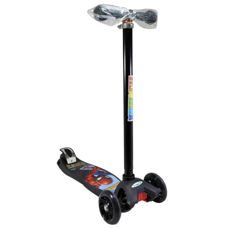 (NET)Micmax  Kids 3 Wheel Scooter with LED Light Up Wheels /J-148/21453 /41016Spiderman / Black