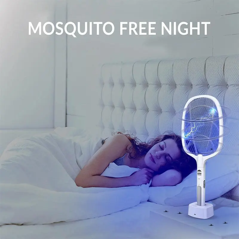 2 in 1 Electric Mosquitos Racket and Trap Lamp With Holder Base