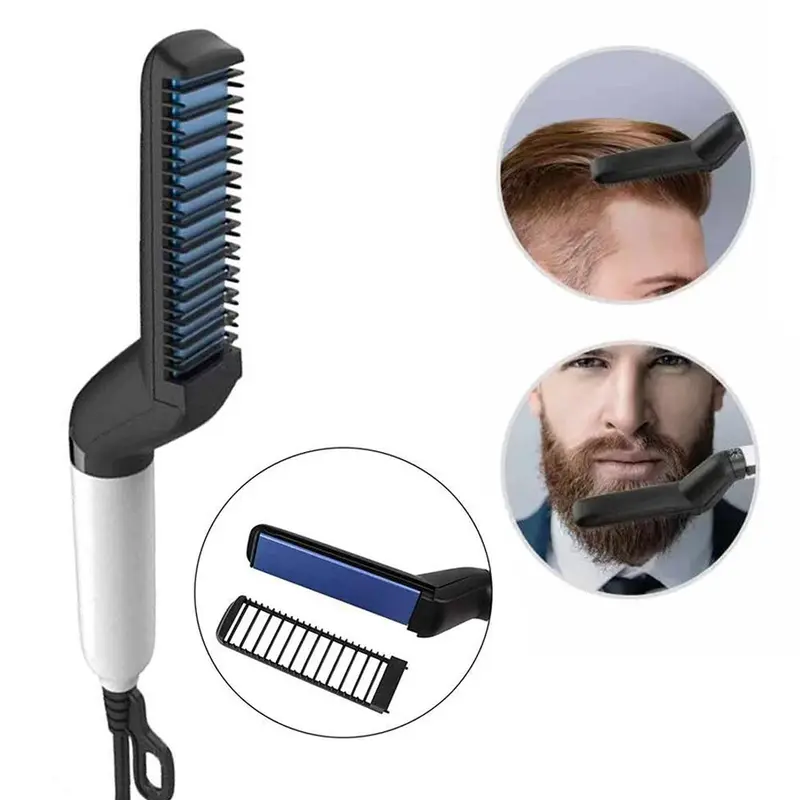 **(Net)** Modelling Comb Hair Styler Ceramic Flat Iron Beard Straightener Brush / KC-41