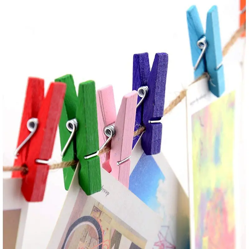 20 Wooden Colored Clips