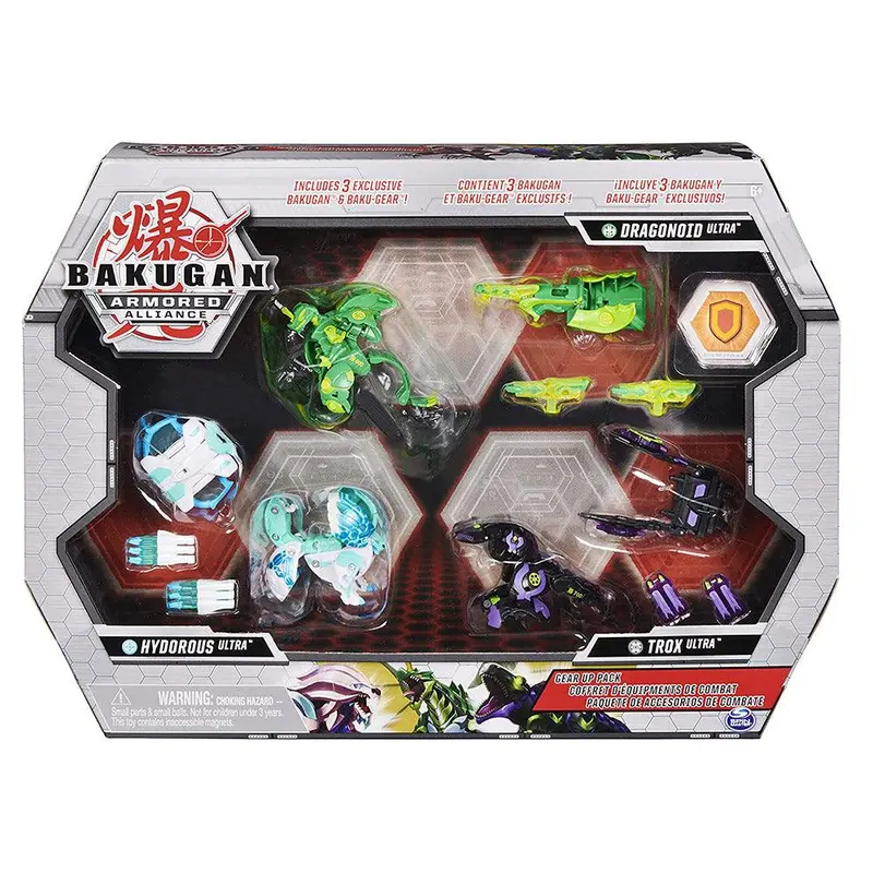 BAKUGAN Spin Master Gear-Up Pack with 3 exclusive Armored Alliance Ultra Bakugan Ultra and 3 sets of Baku-Gear
