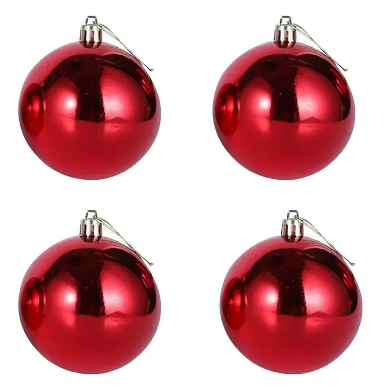 Christmas Decoration Ball 10 Cm (Set of 4)- Red / C-459R / 52126