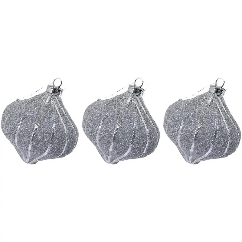 Christmas Oval Silver Balls Tree Decoration Set (3 Pcs)