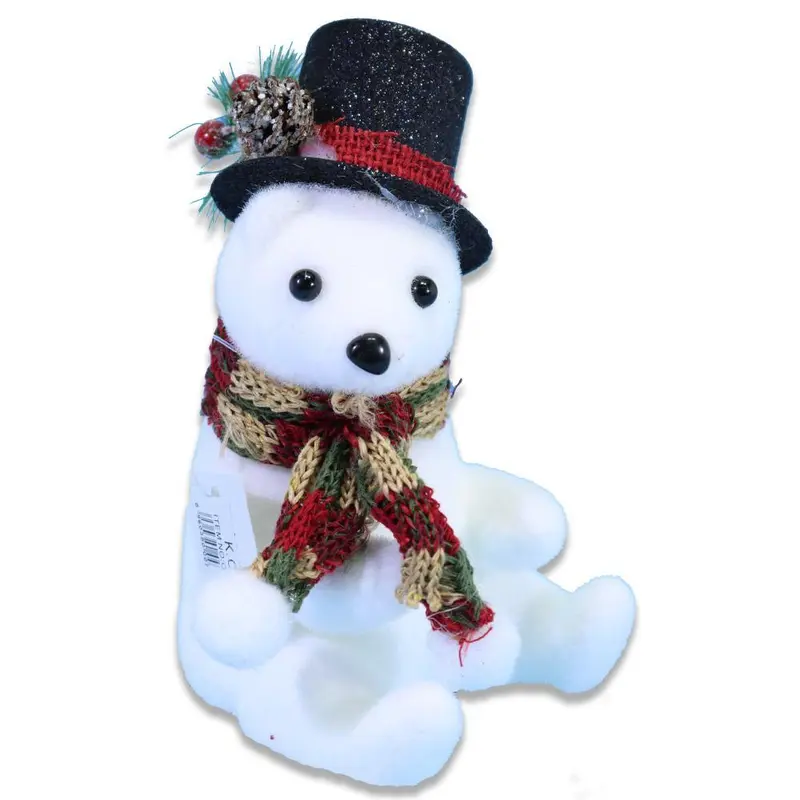 Christmas Sitting White Bear With Hat / Q-733
