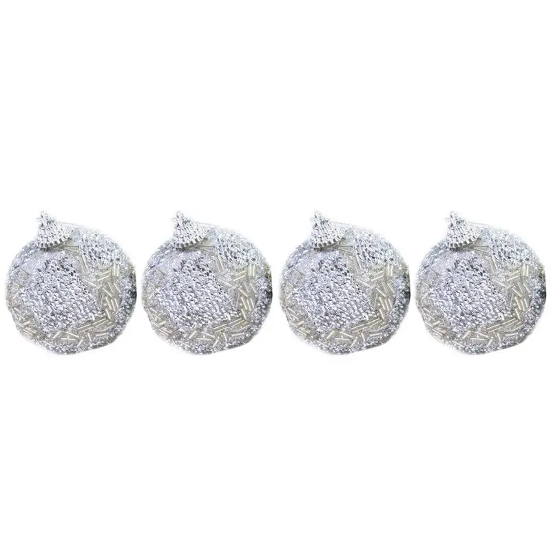 Christmas Sprinkle Silver Balls 6 cm Tree Decoration Set (4 Pcs)