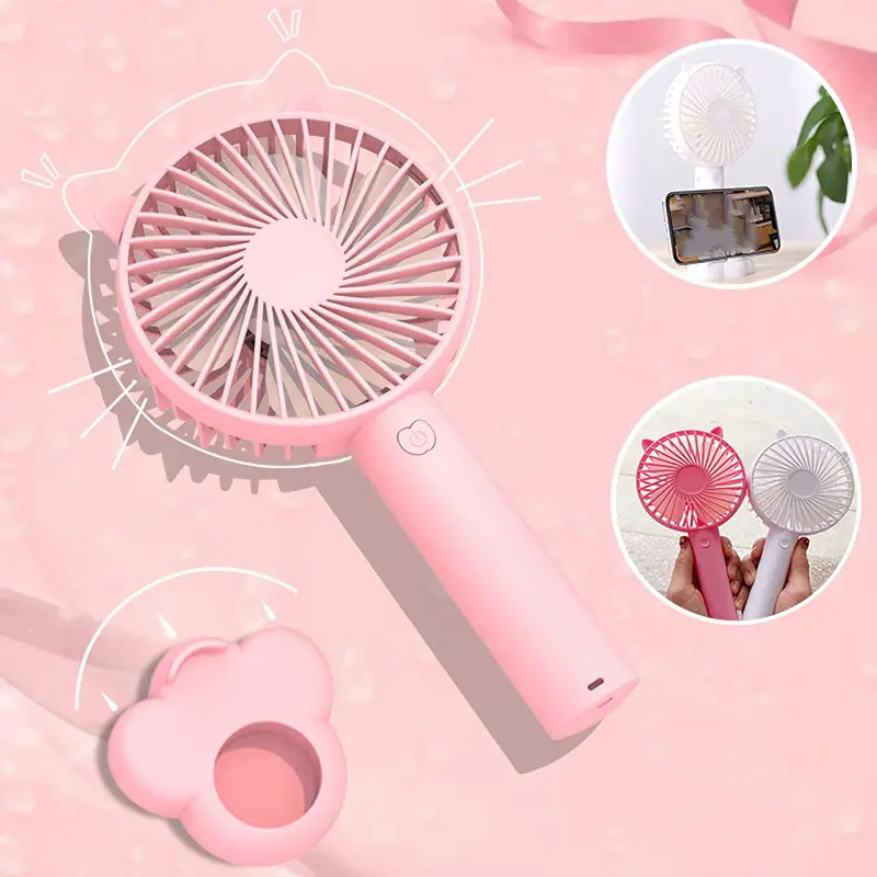 Cute Handheld Fan USB Portable Mini Ultra-quiet Fan Student Office Small Cooling Fan Travel SummerWhite