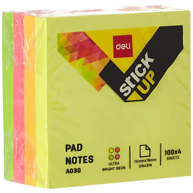 Deli EA03003 Pad Sticky Notes, 76 x 76mm 400 Sheets - 4 color