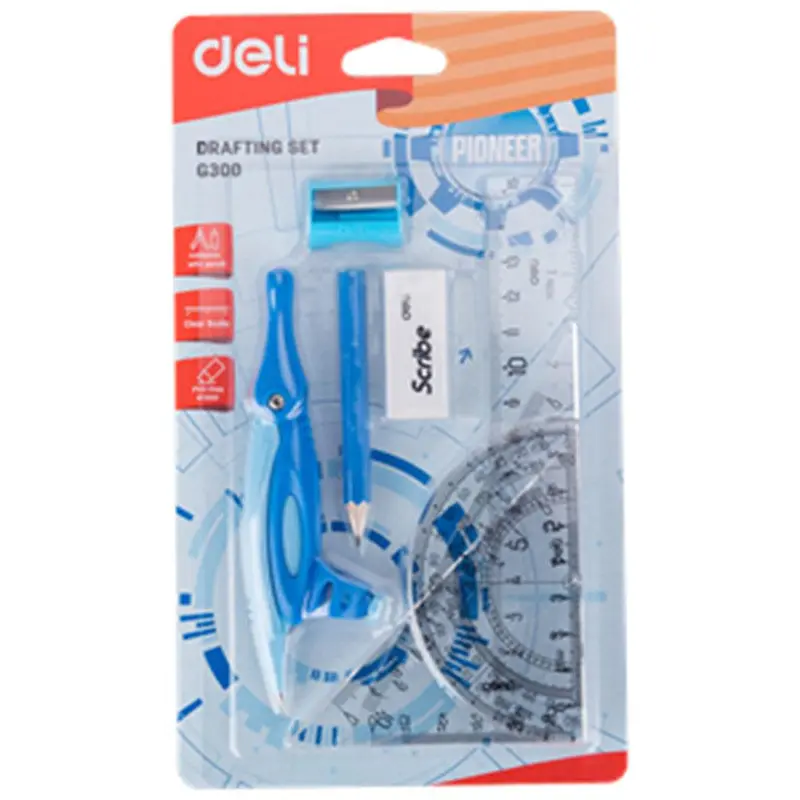 Deli EG30001 Drafting Set 8 Pcsblue
