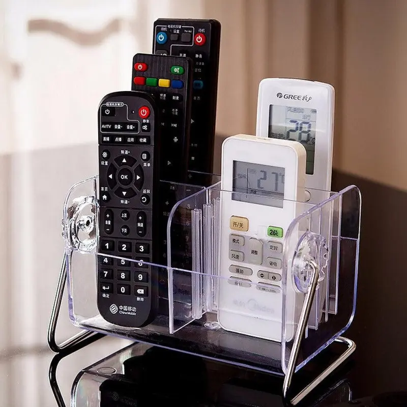 Deluxe Acrylic Remote Control Holder 6 Storage Shelf