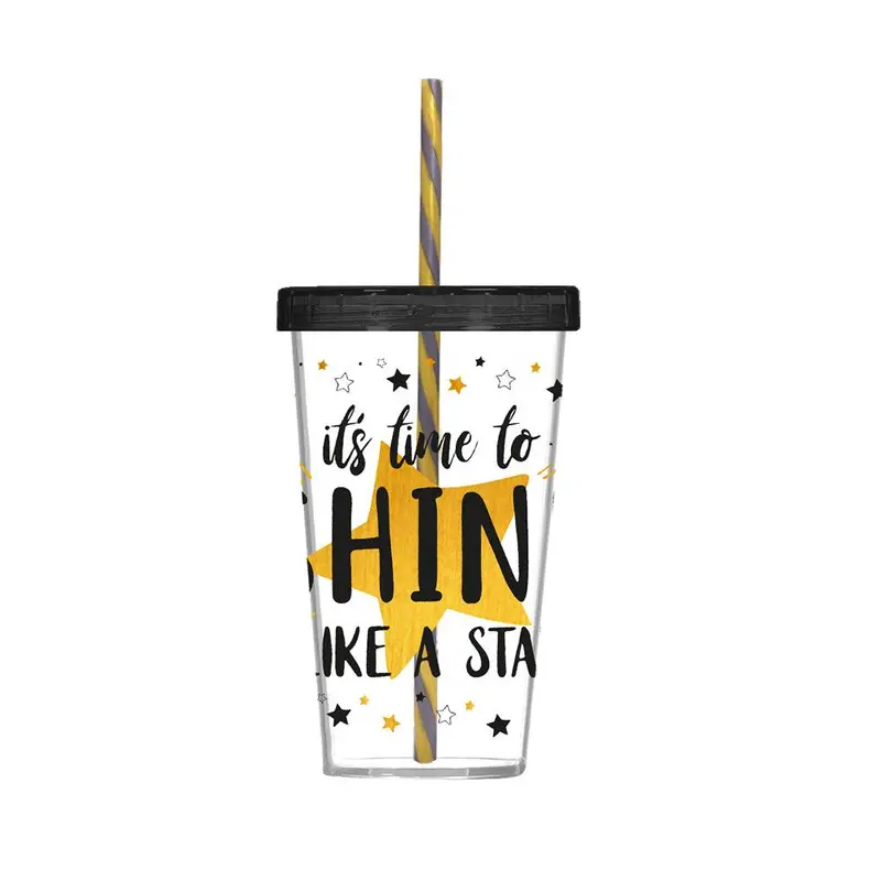 Herevin Tumbler with Straw Decorated - Shine