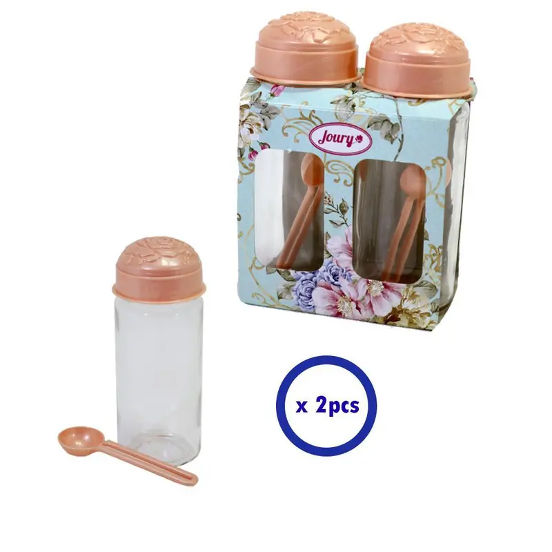 Joury Glass Jar with spoon set of Two / 0240Purple