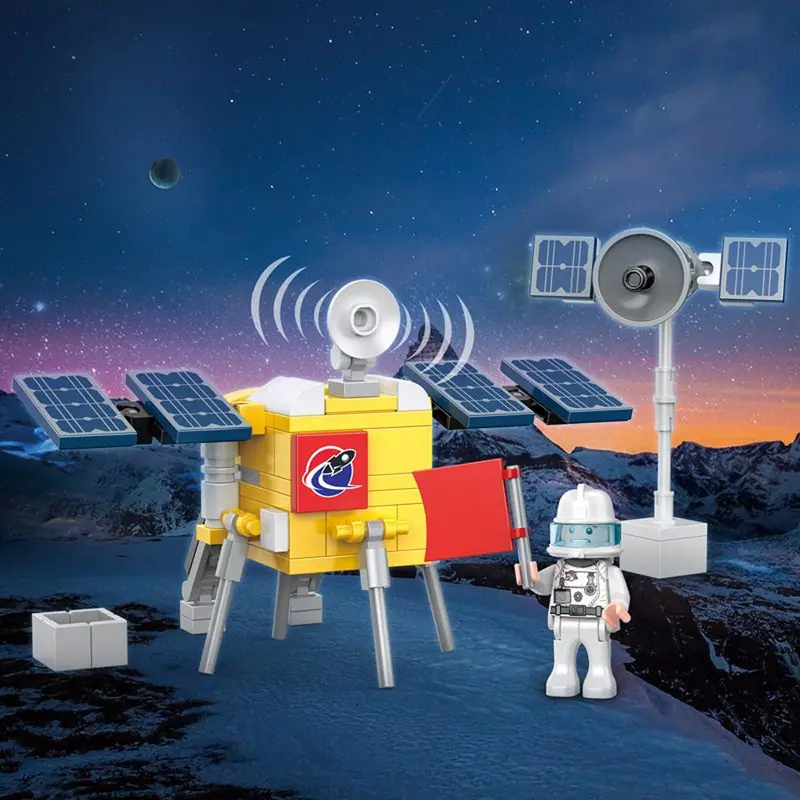Kids Space Build Bricks Toy - Satellite Landing on Moon