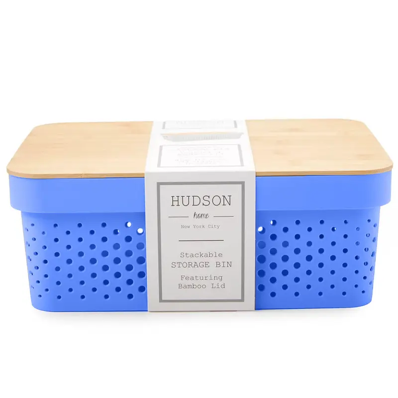 Oasis Home Storage Box, All Purpose Bin With Bamboo LidBLUE