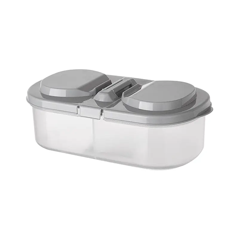 Plastic Storage Bins With Lids Double-grid Food ContainerGrey