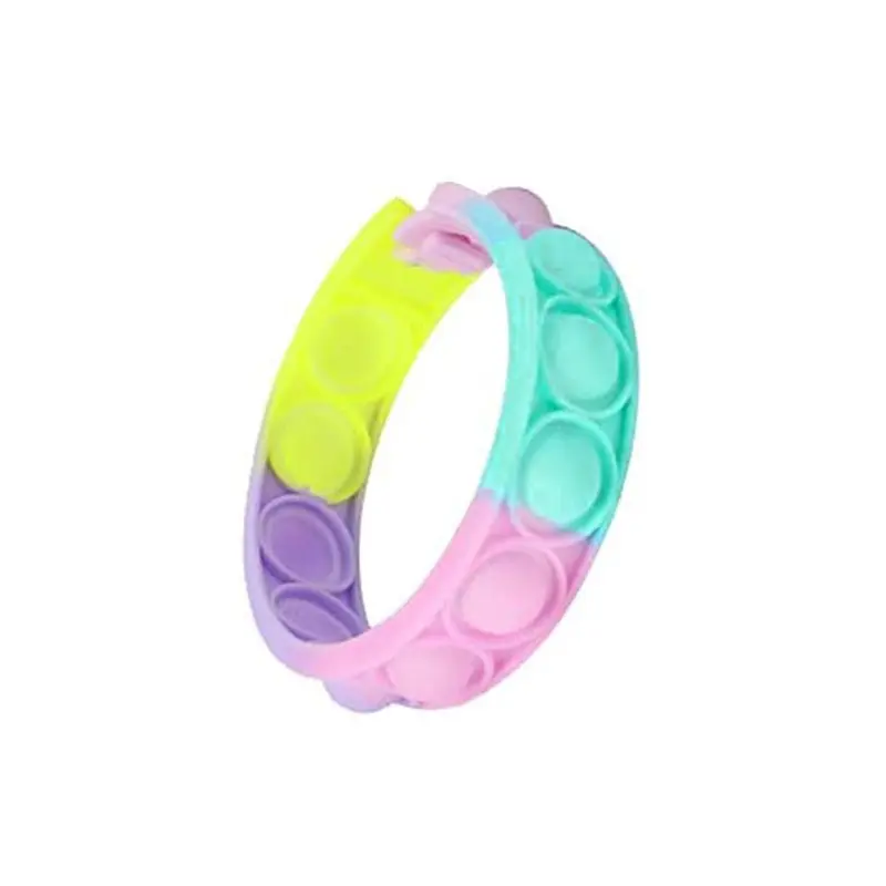 Push Pop Bubble Colored Pop It Fidget Toy 20CM Bracelet / KC-281Aqua