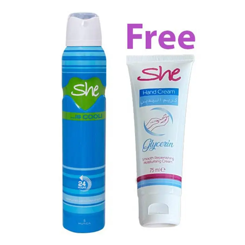She Deodorant 200ml Cool Plus Hand Cream Glycerin 75ml Free / GT-7854