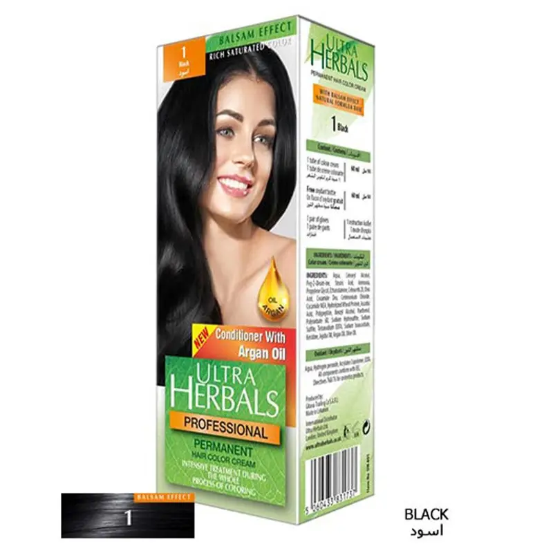 Ultra Herbals Professional Hair Color Cream 1 Black