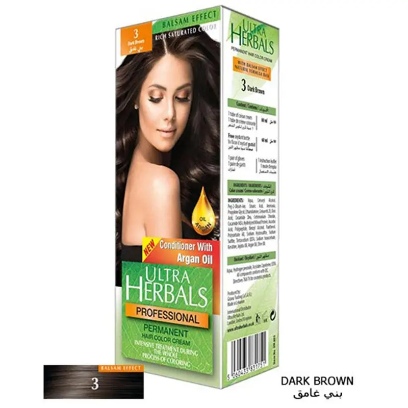 Ultra Herbals Professional Hair Color Cream 3 Dark Brown