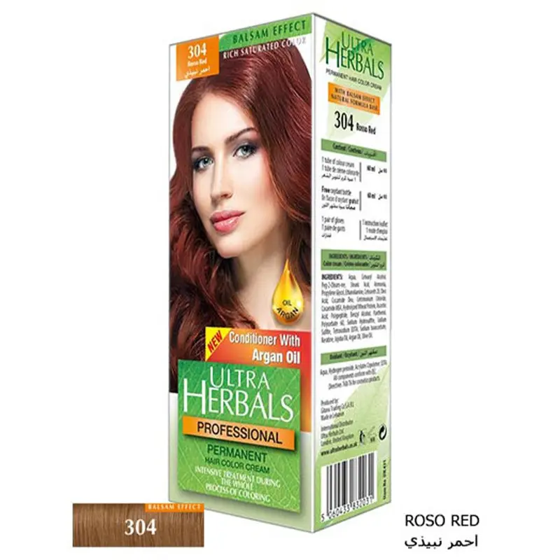 Ultra Herbals Professional Hair Color Cream 304 Rosso Red