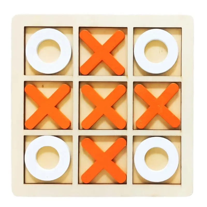 Wooden Tic Tac Toe Game Classic Board GameOrange And White