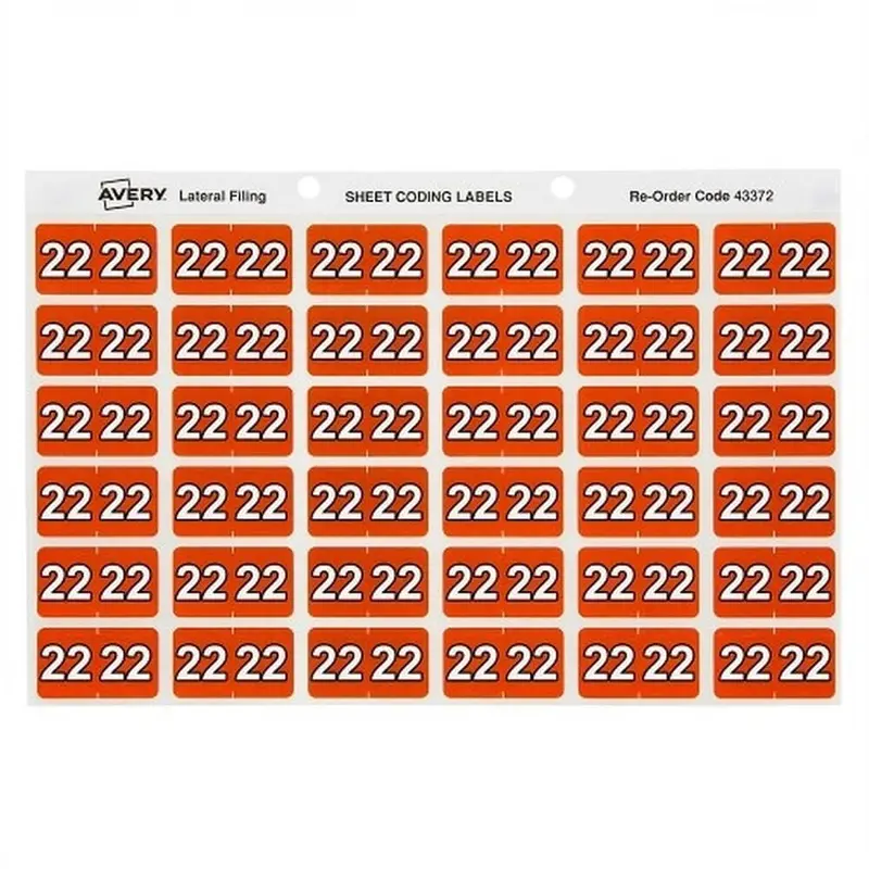 Avery 22 Side Tab Colour Coding Label Roll Orange (500pcs)