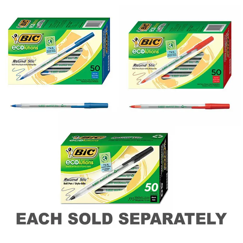 Bic Ecolutions Round Stic Ballpoint Pen 1.0mm 50pkBlack