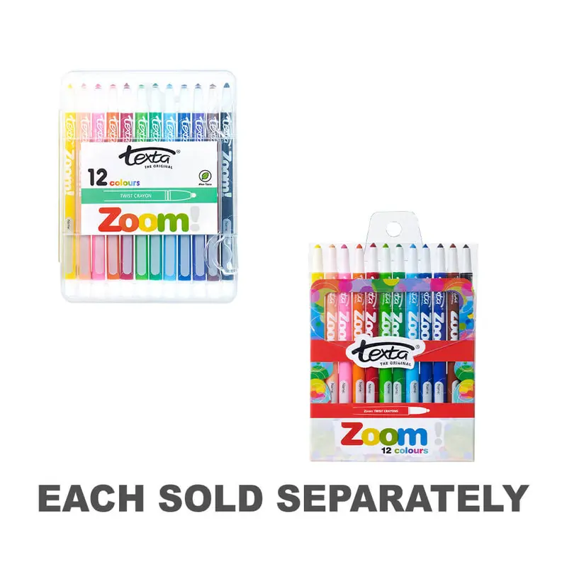 Texta Zoom Twist Crayons Assorted (12pk)Hard Case