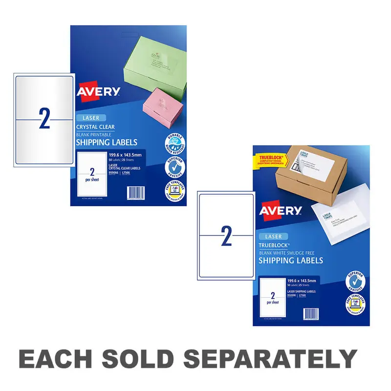 Avery Laser Shipping Labels (50pcs)Crystal Clear