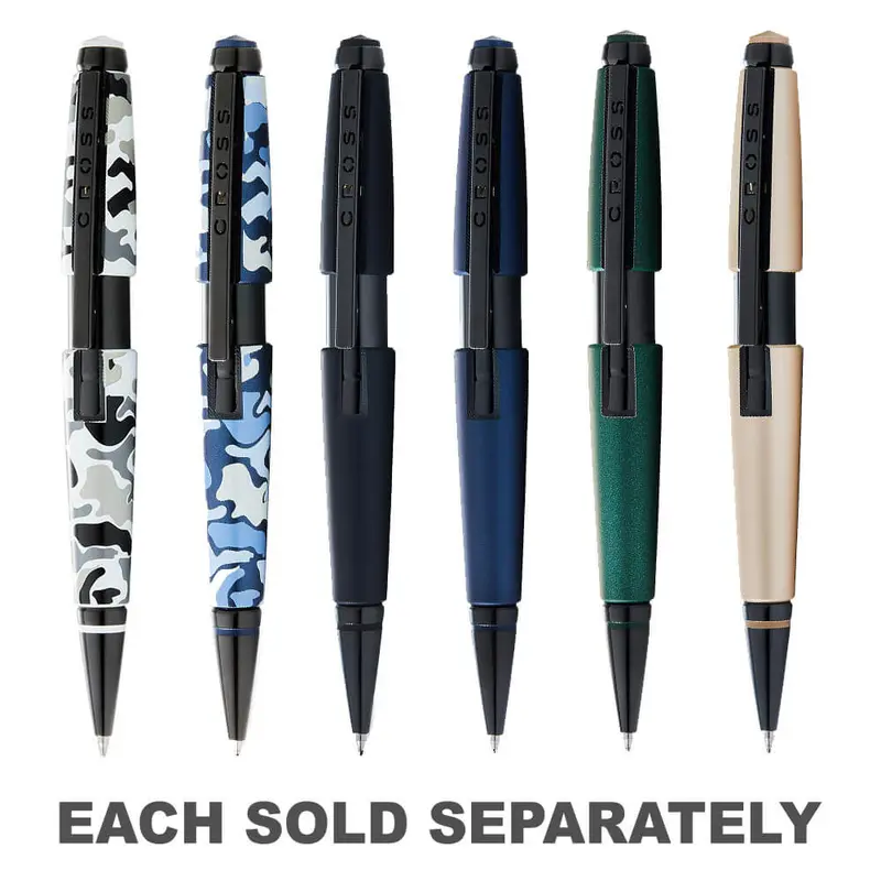 Cross Edge Rollerball Pen w/ Black PVDBlk & Whte Camo